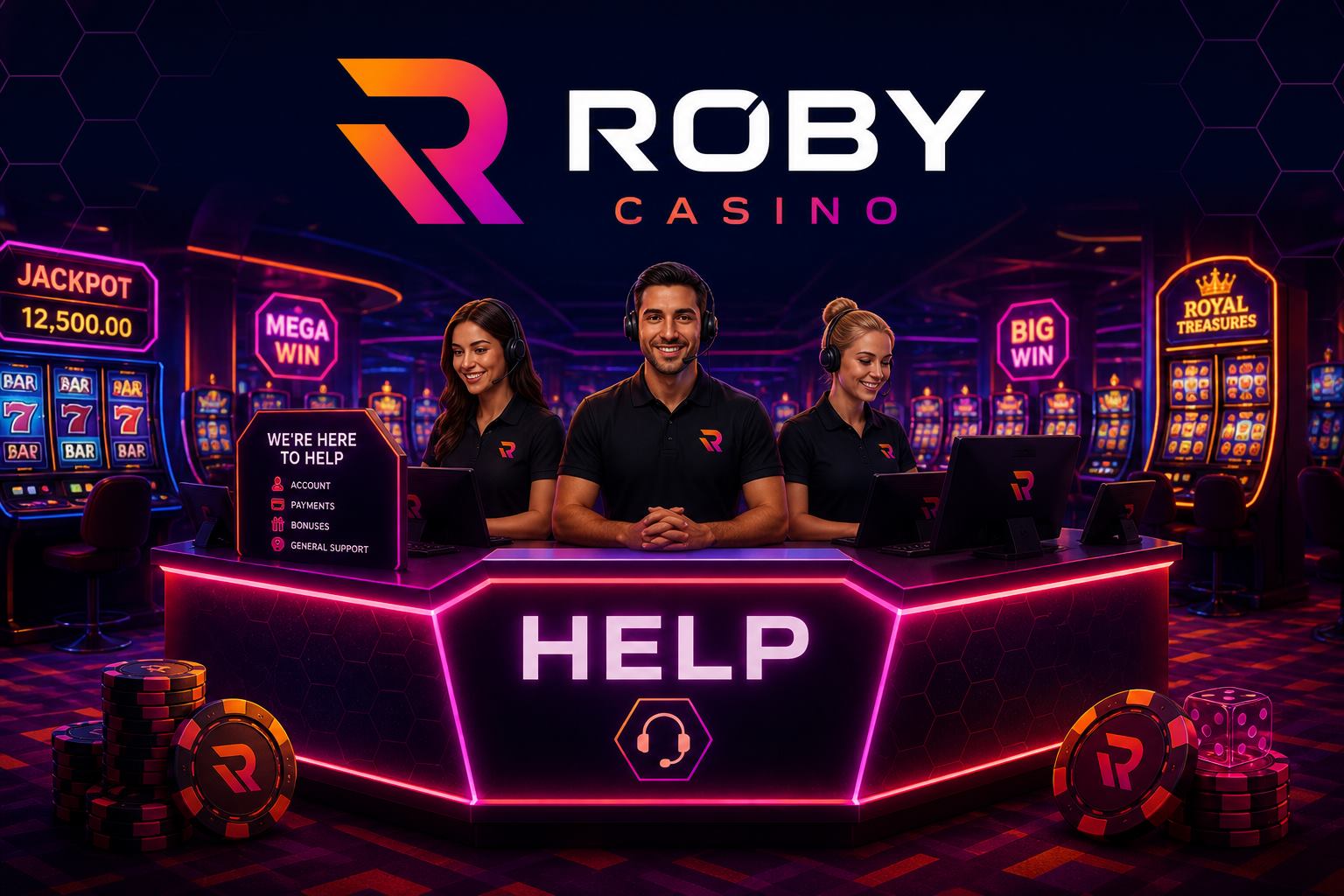 Roby Casino support desk on the casino floor