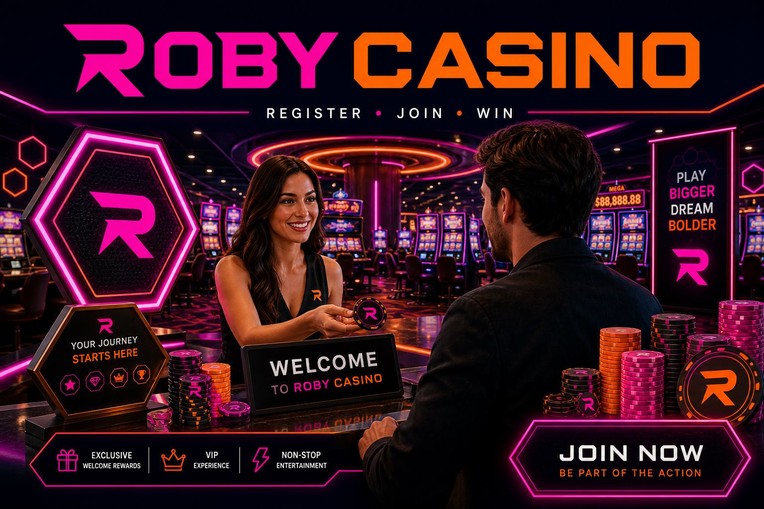 Roby Casino registration welcome desk