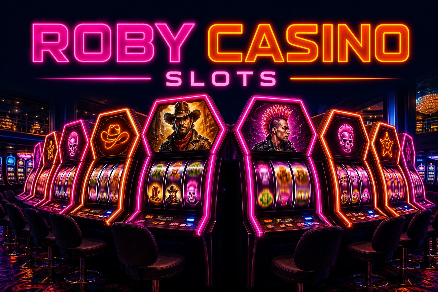 Roby Casino neon hex slot machines